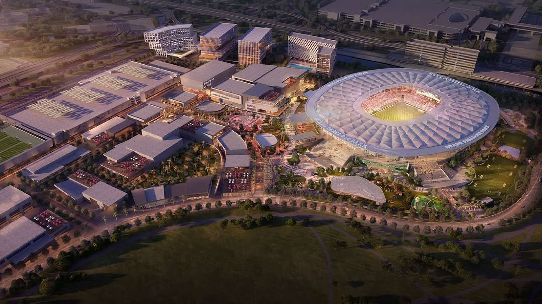 Previsão de como vai ficar o novo estádio do Inter Miami-Foto: Divulgação