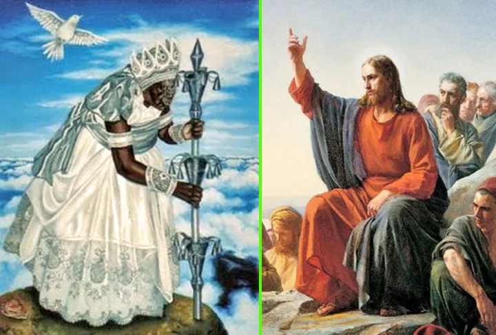Oxalá e Jesus: Oxalá é considerado o Orixá supremo, muitas vezes referido como "Pai de Todos". Ele é associado à criação, à paz, à harmonia e à sabedoria, assim como Jesus Cristo. Ambos são vistos como salvadores.