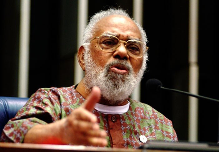Abdias Nascimento (1914-2011) - Ator, escritor e professor paulista.  Indicado ao Nobel da Paz em 2010. Fundou, idealizou ou integrou várias instituições de defesa dos direitos humanos.  Professor emérito na Universidade do Estado de Nova York, em Buffalo (EUA).  -Reprodução do site agenciabrasil.ebc.com.br