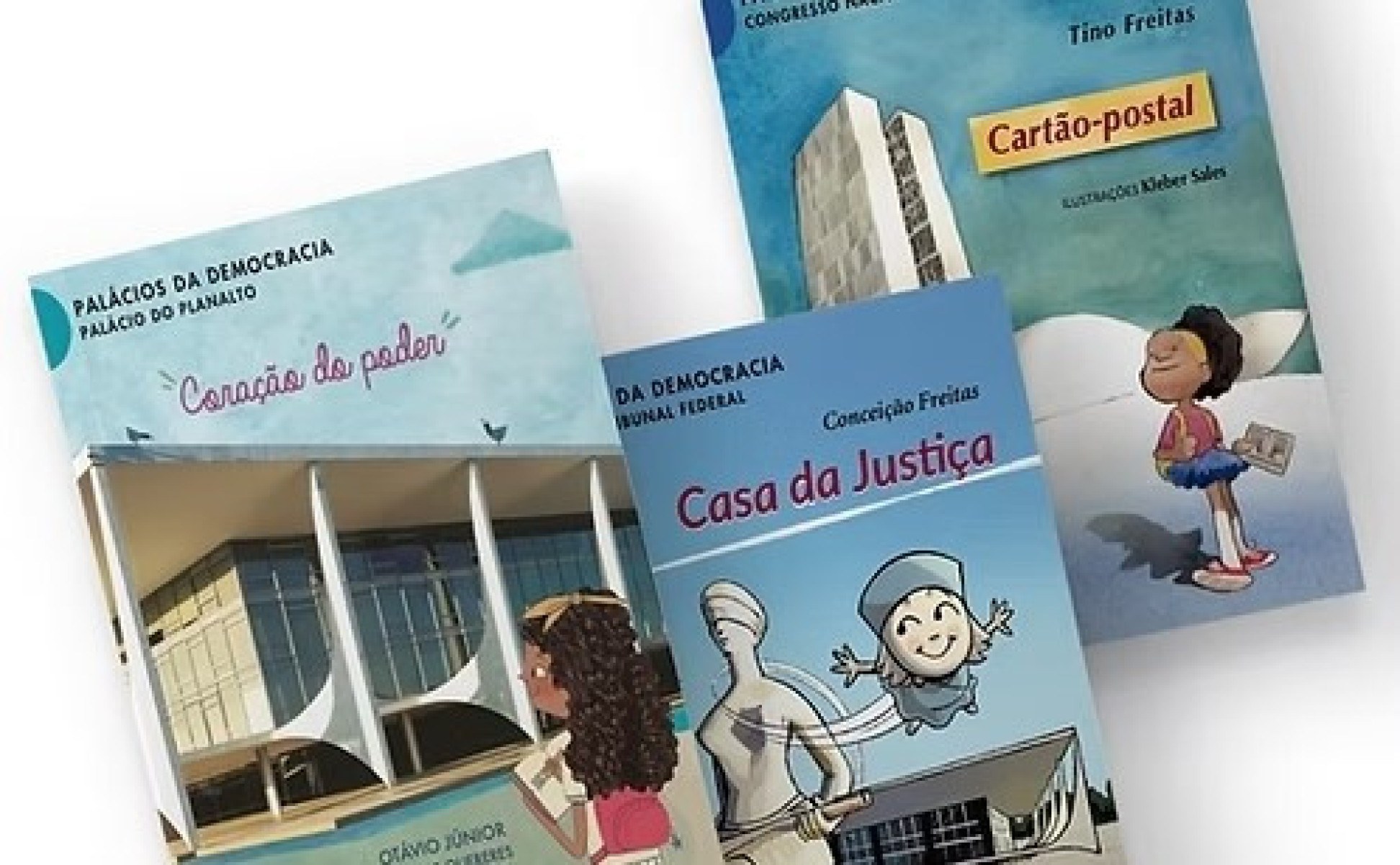 Capas de três livros da coleção Palácios da Democracia