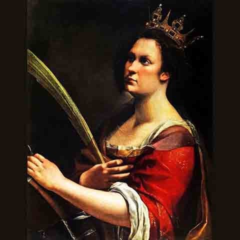 “Santa Catarina de Alexandria”, de Artemisia Gentileschi (1619): Uma análise de raios X da obra feita em 2019 revelou que o quadro começou como um autorretrato, semelhante a outro trabalho da artista de 1615.
