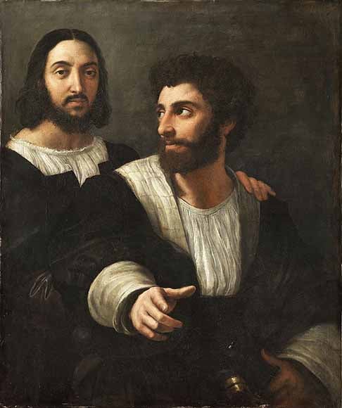 Giovanni apresentou a pintura para Rafael e lhe deu os primeiros ensinamentos. Após a morte do pai, Rafael foi para a cidade de Perugia onde teve lições sobre a técnica do afresco com Pietro Perugino (direita). Logo o aprendiz superou o mentor.-Domínio Público - Wikimédia Commons