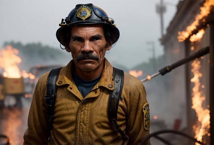 Seu Madruga em 'Mar de Chamas', estrelado por Kurt Russell.