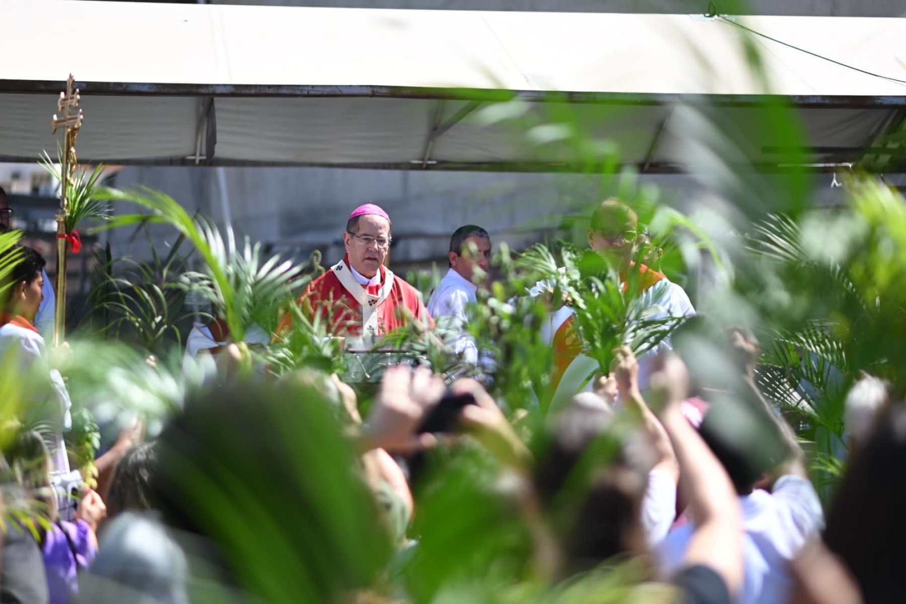 Arcebispo dom Walmor reza pela paz durante missa na catedral de BH neste domingo (13/4)-Leandro Couri/E.M./D.A. Press