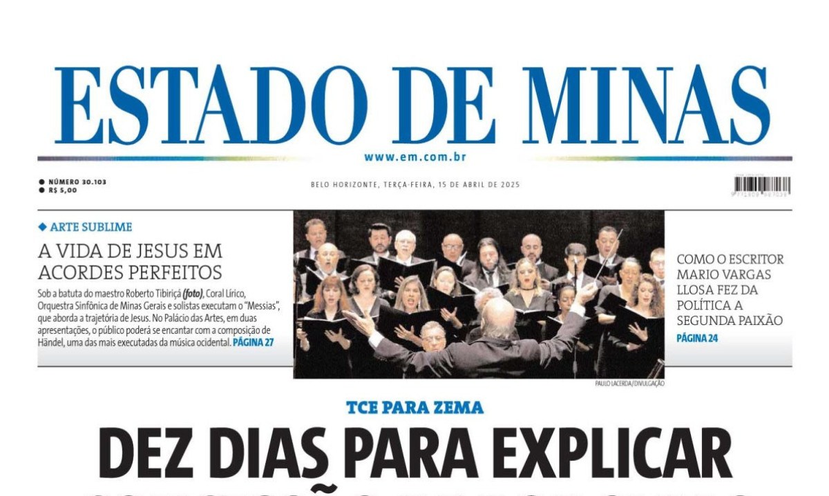 Confira a capa do Estado de Minas do dia 15/04/2025 -  (crédito: Estado de Minas)