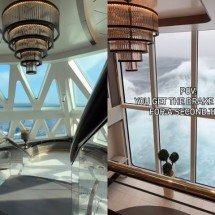 Ondas de 12 metros atingem navio e vídeo viraliza na web - montagem/reprodução/redes sociais