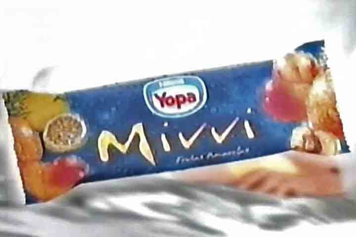 Outro destaque da Yopa era o picolé "Mivvi", de frutas amarelas, que derretia na boca e apresentado como uma novidade para a época. O produto buscava ser refrescante, além de trazer dois sabores tropicais. Um recheio cremoso completava a atmosfera diferenciada do produto. 