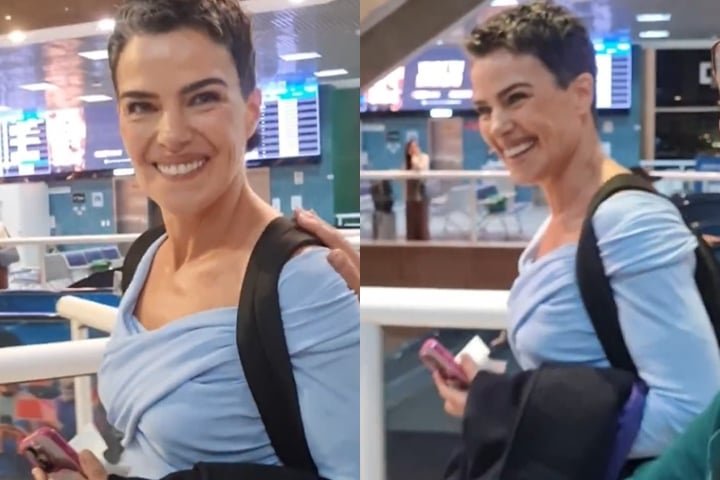 Ela foi abordada por um paparazzo no Aeroporto Santos Dumont, no Rio de Janeiro, na quinta-feira (10/04).