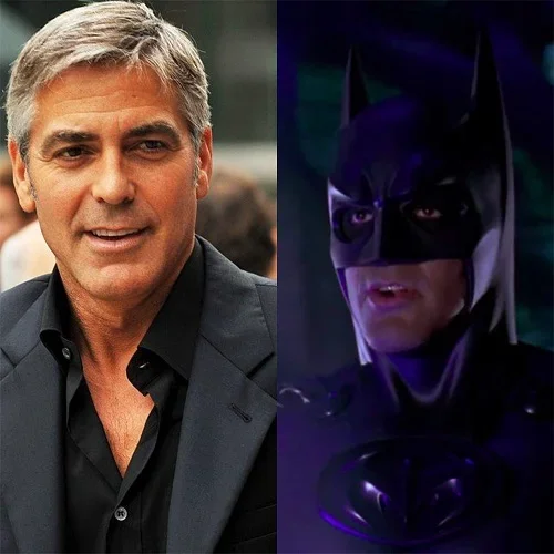 George Clooney: Na volta de Joel Schumacher na direção, o escolhido da vez para interpretar o Batman foi George Clooney, em "Batman & Robin" (1997). O filme, no entanto, foi um completo desastre de público e crítica.