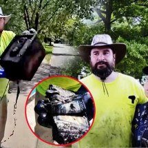 Pescaria lucrativa: Casal usa ímã na vara e ‘fisga’ 100 mil dólares em lago - Reprodução de Youtube Canal Record TV