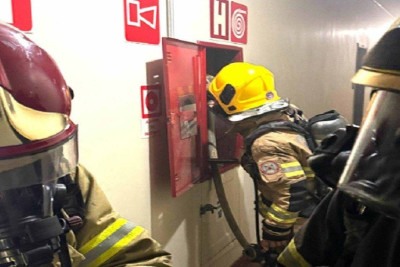 Bom estado dos hidrantes do prédio foi importante para trabalho dos bombeiros -  (crédito: CBMMG)
