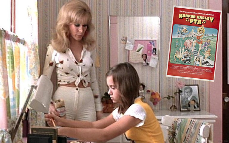 Harper Valley PTA (1968), de Richard Bennett - A atriz Barbara Eden (famosa por "Jeannie é um Gênio") vive uma mãe moderna que se destaca entre os moradores conservadores de uma cidade de interior. Filme baseado na música lançada dez anos antes por Jeannie C. Riley.