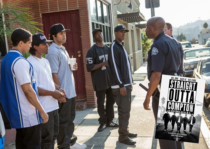 Straight Outta Compton: A HistÃ³ria do NWA (2015), de F. Gary Grey - O filme usa a canÃ§Ã£o "Straight Outta Compton" como gancho para narrar a trajetÃ³ria do grupo de rap NWA, que fez sucesso nos Estados Unidos na dÃ©cada de 1990. O filho de Ice Cube interpreta o pai, que era integrante da banda. 