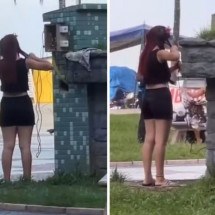 Vídeo: mulher usa tomada na rua para fazer chapinha no cabelo