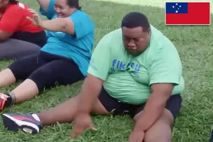 2º lugar (homens) - Samoa, com 79% da populaçao com sobrepeso ou obesa. 

-Reprodução Youtube Canal Josh Brett