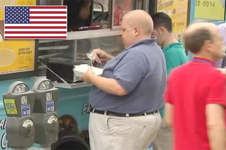 3º lugar (homens) - Estados Unidos, com 79% da populaçao com sobrepeso ou obesa. -Reprodução Youtube Canal Euronews