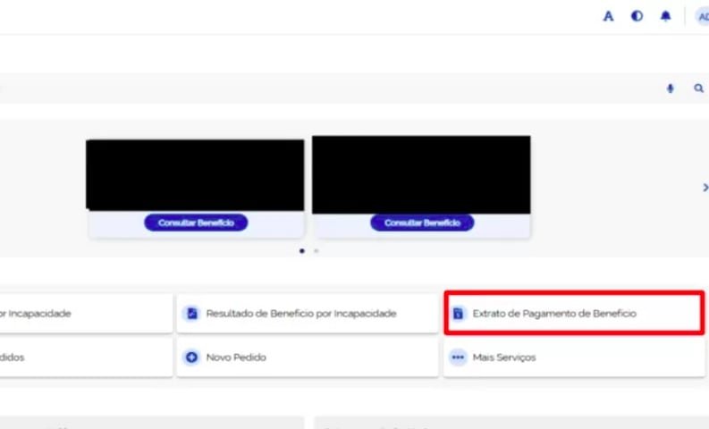 2. Vá em "Extrato de pagamento do benefício" e, em seguida, selecione o número do benefício.