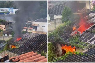Vídeo: incêndio destrói casa de dois andares em Vespasiano, na Grande BH 