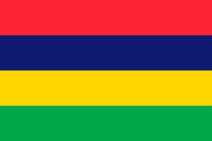 A bandeira das Ilhas Maurício possui uma originalidade: é a única com quatro faixas horizontais, representando a liberdade (vermelho), o Oceano Índico (azul), luz da independência (amarelo) e agricultura (verde).
