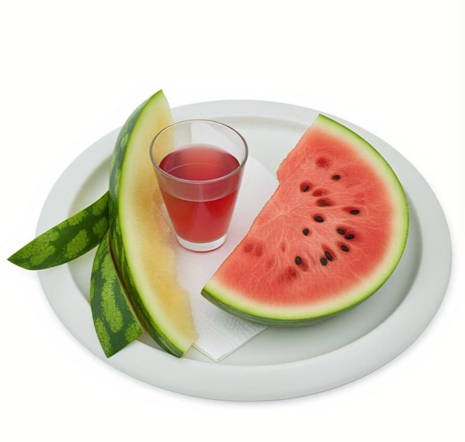 Casca de melancia: Utilizada em sucos, é hidratante e contém citrulina, que pode melhorar a circulação sanguínea. Rica em vitamina A e vitamina C, com traços de vitaminas do complexo B.
