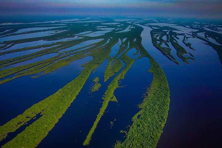 A forÃ§a das Ã¡guas provoca o desprendimento das terras das margens, levando-as para outros lugares ao longo do leito do rio. Esse comportamento Ã© conhecido como o fenÃŽmeno das terras caÃ­das.
