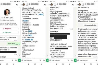 Golpista enviou mensagens para cliente da advogada Mariana Rocha, se passando por ela -  (crédito: Mariana Passos )