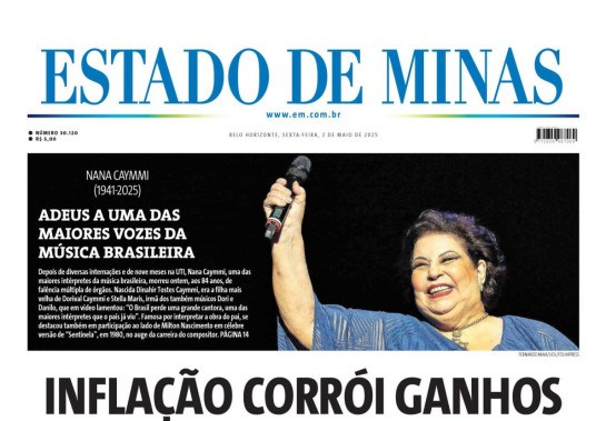 Capa impressa do Estado de Minas de 2/5/2025