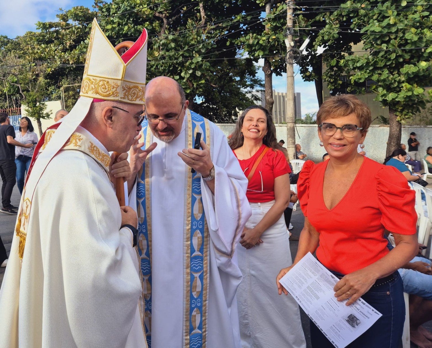 A prefeita de Contagem, Marília Campos (PT), esteve presente na celebração da Missa dos Trabalhadores na manhã desta quinta-feira (1º)-Jair Amaral/EM/DA Press