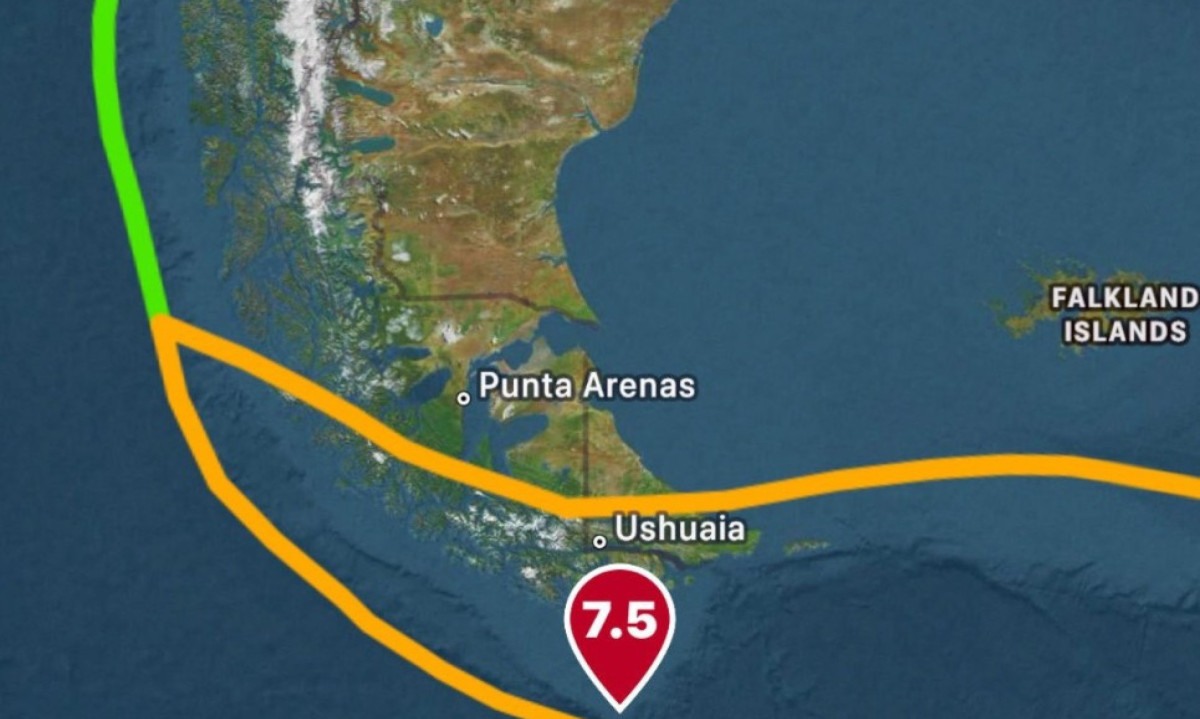 O epicentro foi localizado a 218 km ao Sul de Puerto Williams -  (crédito: Reprodução X)
