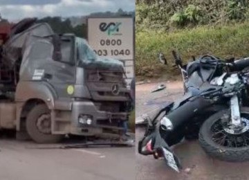 Colisão frontal entre duas carretas deixa feridos e interdita BR 040 nesta sexta (2) -  (crédito: Redes Sociais/ Reprodução)