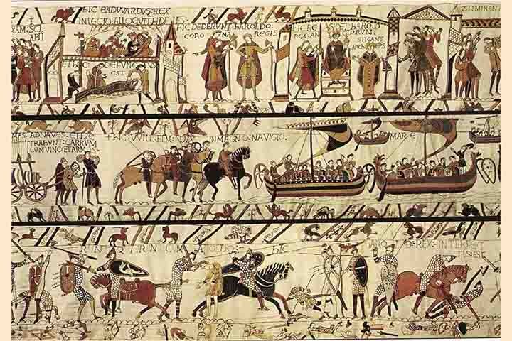 A Tapeçaria de Bayeux, originária da França, é um patrimônio histórico devido à sua importância artística e documental. Criada no século XI, ela retrata a conquista da Inglaterra pelos normandos em 1066, narrando a Batalha de Hastings. 