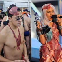 Inspirado em Lady Gaga, fã se 'veste' com pedaços de carne crua