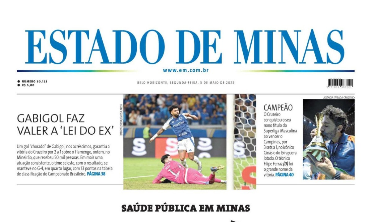 Capa impressa do Estado de Minas de 5/5/2025 -  (crédito: Estado de Minas)