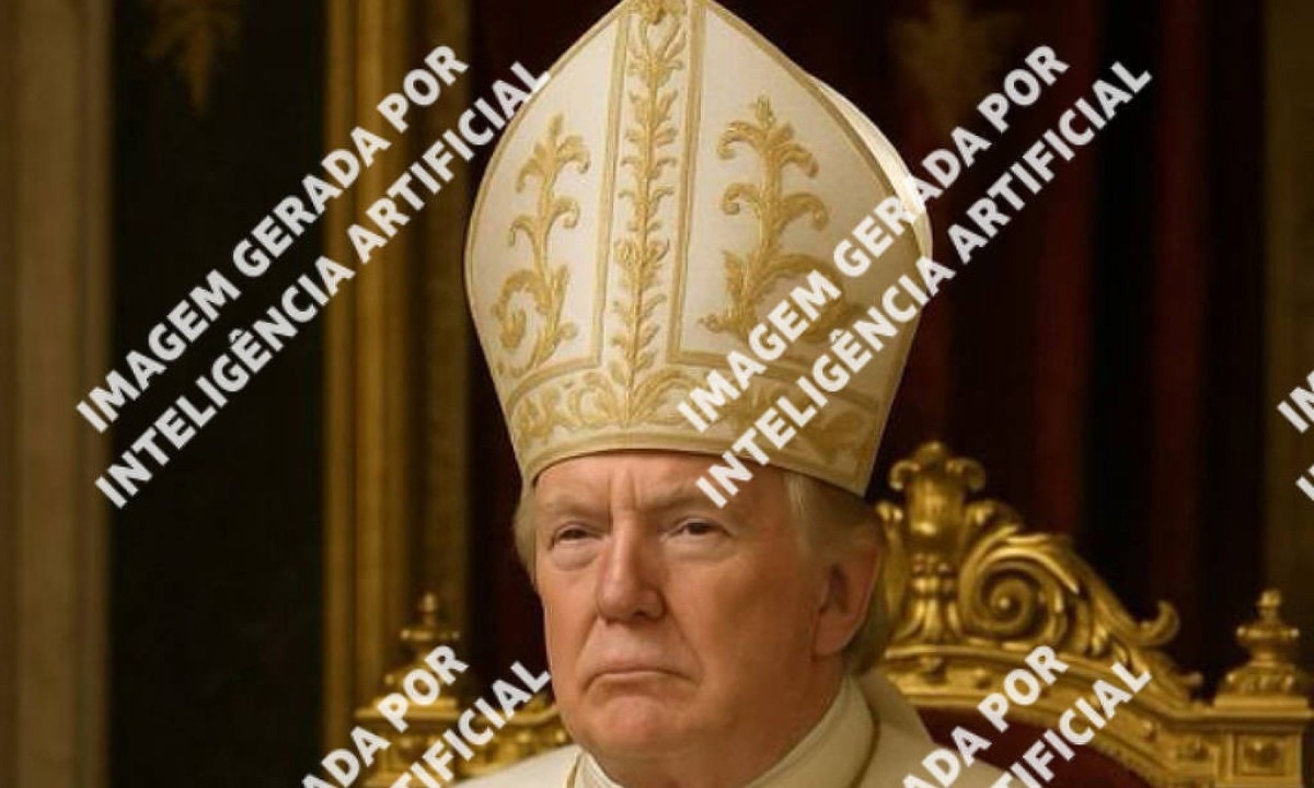 Presidente dos Estados Unidos, Donald Trump vestido de papa. Imagem gerada por IA  -  (crédito: realdonaldtrump)