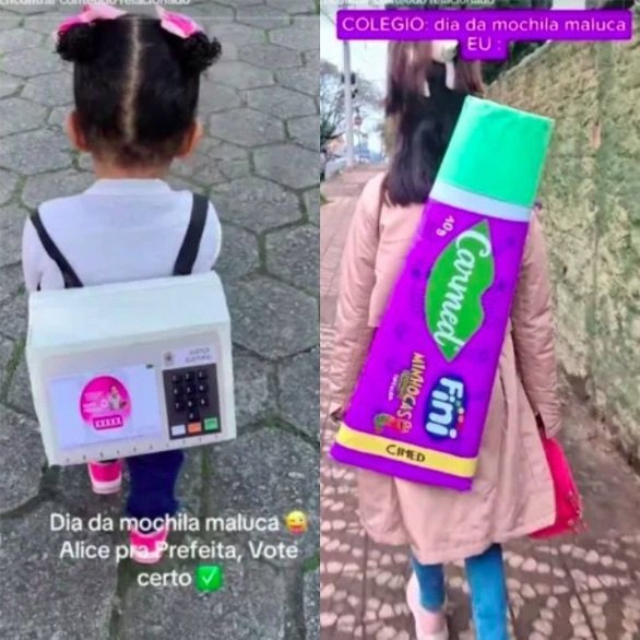 Escolhas: Há quem tenha pensado em um hidratante labial da marca Fini e há quem tenha pedido votos para a "prefeita Alice" com essa mochilinha de urna eletrônica.