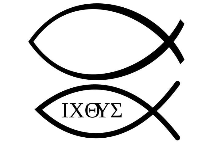 Ichthys: Também conhecido como "peixe de Jesus", o Ichthys é um dos símbolos mais antigos do cristianismo. Nele, tem uma frase em grego que significa "Jesus Cristo, Filho de Deus, Salvador".