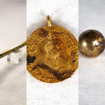 Artefatos da Idade Média são encontrados na catedral de Vilnius, na Lituânia - Montagem - Divulgação/Aist? Karpyt?/Arquidiocese de Vilnius