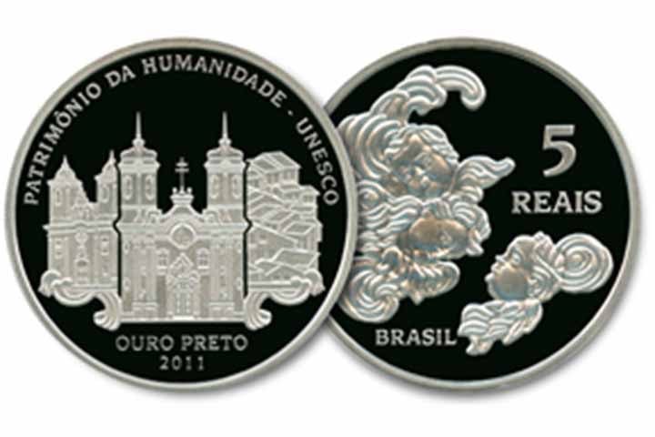 2011: Foram fabricadas 10 mil unidades de moedas de R$ 5 em homenagem à cidade de Ouro Preto, declarada Patrimônio da Humanidade pela UNESCO.