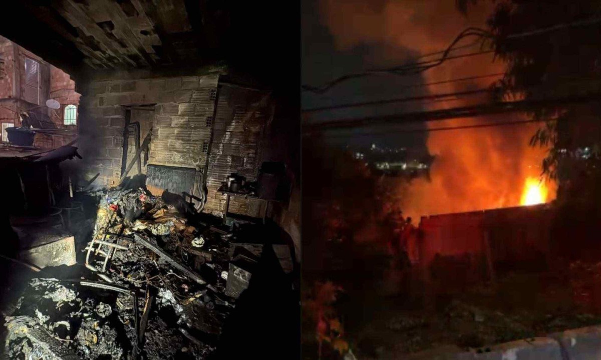 As duas casas pegaram fogo na Região Nordeste de Belo Horizonte -  (crédito: CBMMG/Divulgação)