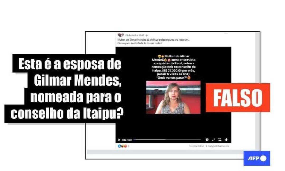 Esposa de Gilmar Mendes não aparece em vídeo agredindo jornalista, nem é conselheira da Itaipu -  (crédito: EM - Fact Check)