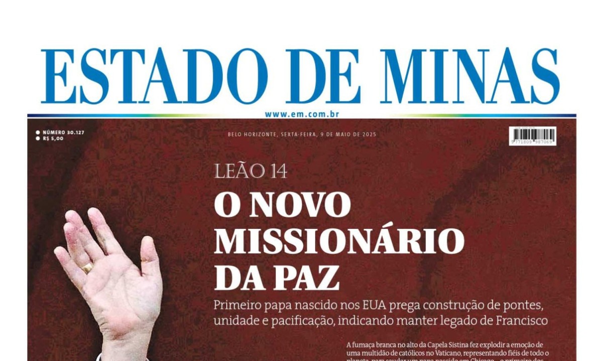 Capa impressa do Estado de Minas de 9/5/2025 -  (crédito: Estado de Minas)