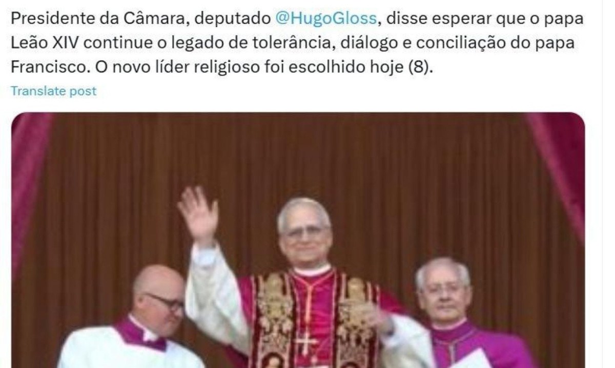 Perfil da Câmara dos Deputados se equivoca e marca Hugo errado em publicação -  (crédito: Reprodução/Redes Sociais)