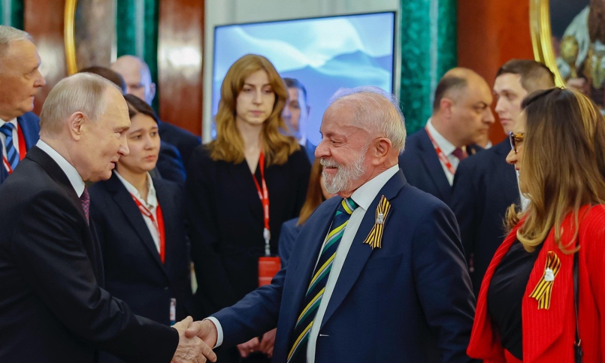 Presidente Luiz In&aacute;cio Lula da Silva participa de jantar oferecido por seu hom&oacute;logo russo, Vladimir Putin, no Pal&aacute;cio do Kremlin, em Moscou -  (crédito: Ricardo Stuckert / PR)