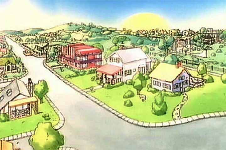 Bluffington Ã© a cidade fictÃ­cia em que o desenho animado Doug se a. Doug Funnie e sua famÃ­lia vivem no local, que Ã© conhecido na sÃ©rie como a "Capital Mundial dos Adesivos" e foi fundado por um membro da FamÃ­lia Bluff.