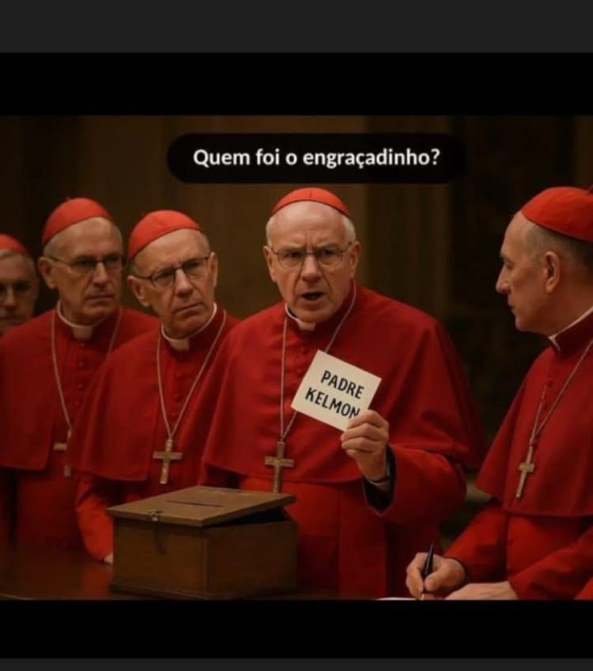 Nem o mesmo o Padre Kelmon conseguiu escapar da brincadeira e apareceu nos memes sobre o Conclave-Reprodução/Redes Sociais