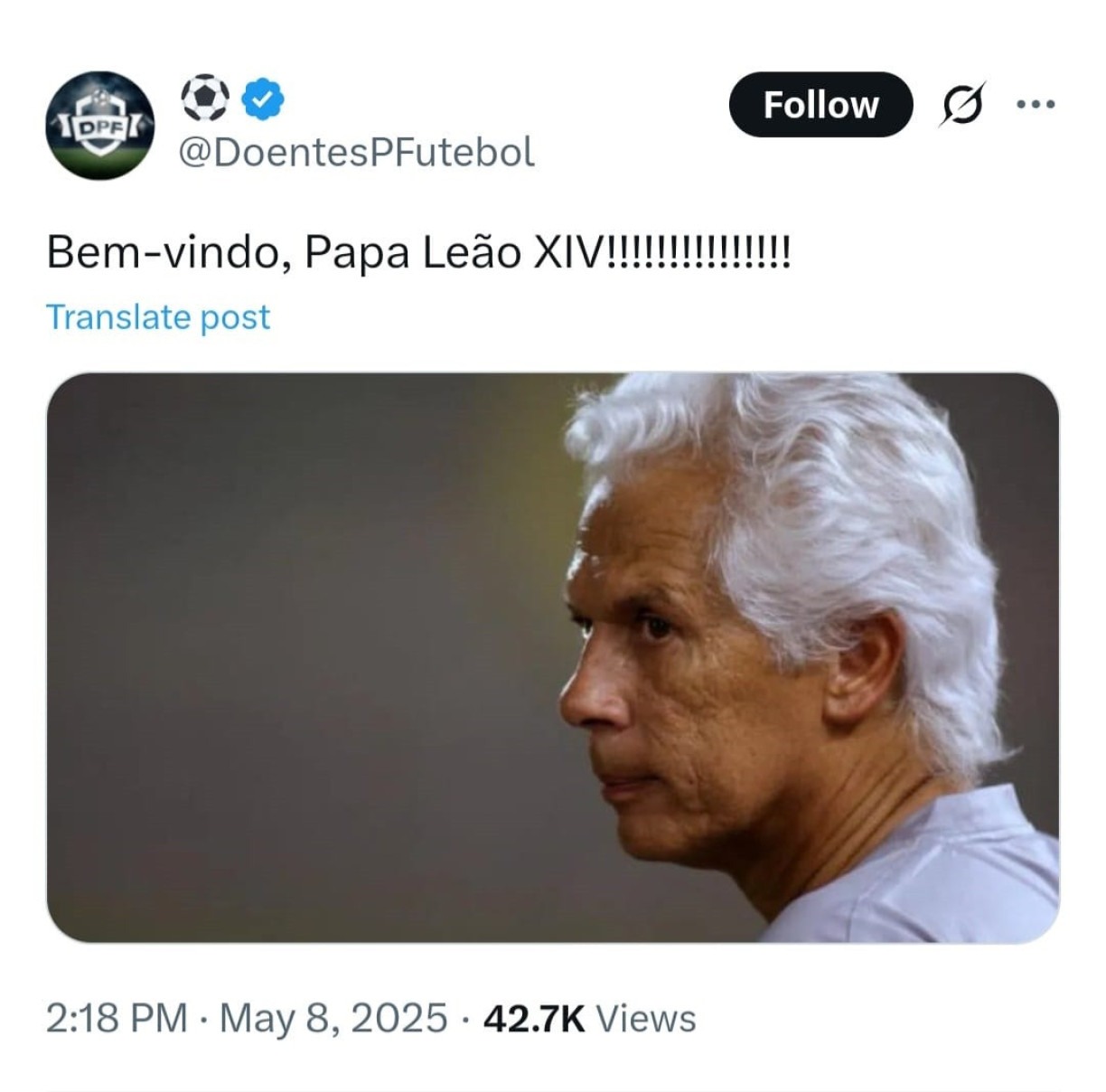 Comparação do nome de Emerson Leão e Papa Leão XVI se espalham pela internet-Reprodução/Redes Sociais