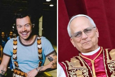 Harry Styles estava na multidão que acompanhou o anúncio do papa Leão 14 -  (crédito: Instagram / AFP)