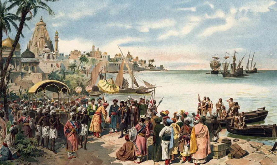 Vasco da Gama foi o primeiro explorador a conseguir liderar uma expedição direta entre a Europa e a Índia. As caravelas aportaram em Calicute e estabeleceram a primeira rota marítima entre os Oceanos Atlântico e Índico. 

