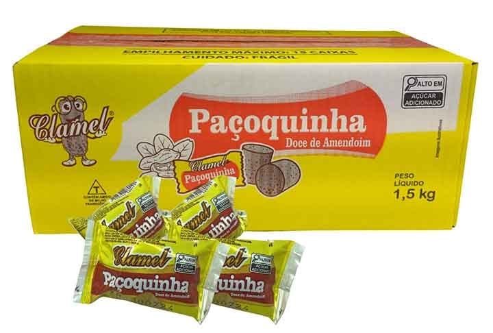 A marca Clamel deriva dos nomes dos fundadores e da imagem da doÃ§ura do mel. A paÃ§oca da Clamel tem uma textura agradÃ¡vel, mas pode ser considerada muito doce, com sabor de rapadura.  O amendoim fica em segundo plano. O valor Ã© R$ 20,90 (1 kg)