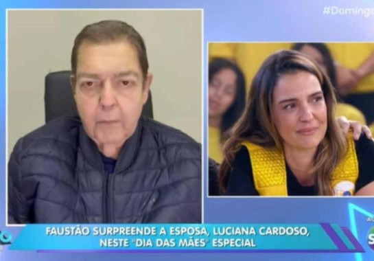 Faustão vai ao 'Domingo legal', do SBT, e diz: 'A vida é rápida'